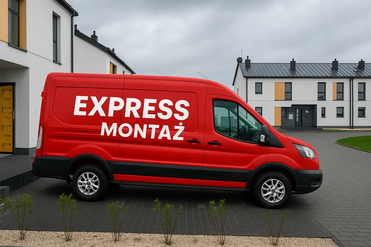 Zespół Express Montaż podczas montażu reklamy